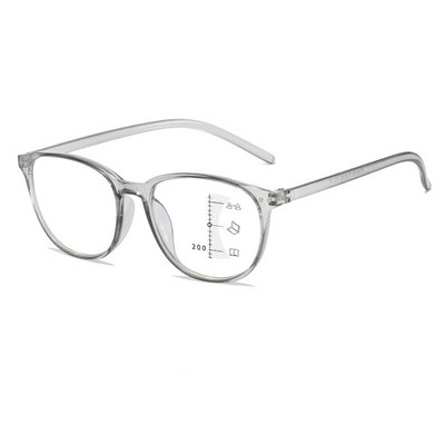 Elbru Anti-blue Light Multifocus naočale za čitanje Žene Muškarci Prozirne okrugle Smart Zoom naočale za blizinu i daljinu dvostruke namjene za dalekovidnost