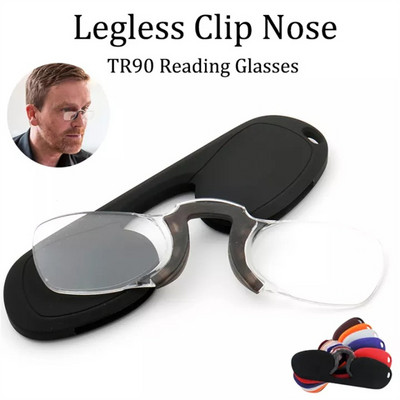 EYEEZI Clip Nose Mini Reading Glasses Men Women Anti Light Blue Преносими силиконови меки очила за нос 1.0+2.0+2.5+3.5