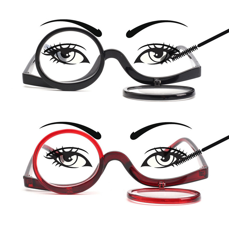 JM Στρογγυλά γυαλιά ανάγνωσης μακιγιάζ με μεγεθυντικό υλικό που αναποδογυρίζουν προς τα κάτω Γυναικεία καλλυντικά