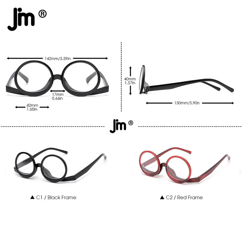 JM Στρογγυλά γυαλιά ανάγνωσης μακιγιάζ με μεγεθυντικό υλικό που αναποδογυρίζουν προς τα κάτω Γυναικεία καλλυντικά