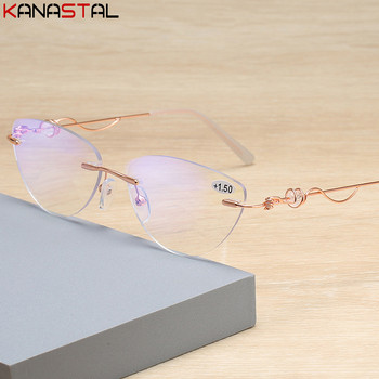 Γυναικεία γυαλιά γυαλιών κοπής με μεταλλικό διαμάντι Σκελετοί Γυαλιά ηλικιωμένων Γυαλιά ανάγνωσης με οπτικό μπλε φως που μπλοκάρει φακούς μυωπίας Συνταγογραφούμενα γυαλιά ανάγνωσης