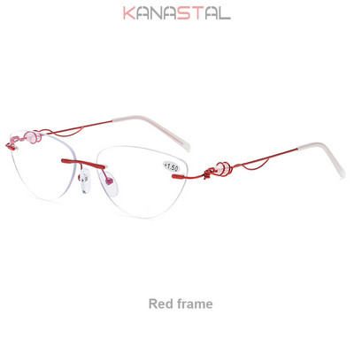 Moteriški metaliniai deimantiniai akinių rėmeliai pagyvenusiems žmonėms akiniai, optiniai mėlyni šviesą blokuojantys lęšiai, trumparegystė, receptiniai skaitymo akiniai