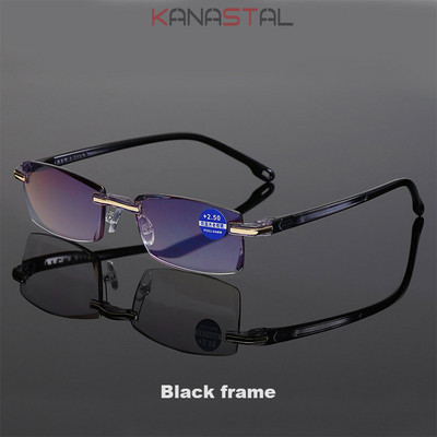 Moteriški metaliniai deimantiniai akinių rėmeliai pagyvenusiems žmonėms akiniai, optiniai mėlyni šviesą blokuojantys lęšiai, trumparegystė, receptiniai skaitymo akiniai