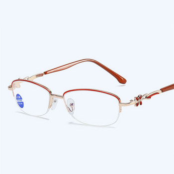 Ahora Anti Blue Light Flower Reading Glasses Women Half Frame Prebyopia Spectacles Hiperopia Eyeglasses +1.0+1.5+2.0+2.5...+4.0