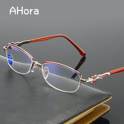 Ahora Anti Blue Light, gėlių skaitymo akiniai, moteriški pusrėmiai, toli matantys akiniai, hiperopijos akiniai +1,0+1,5+2,0+2,5...+4,0