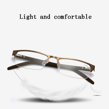Elbru μισό πλαίσιο Μεταλλικά γυαλιά ανάγνωσης τετράγωνα υψηλής ευκρίνειας άνετα επαγγελματικά γυαλιά πρεσβυωπίας Unisex +1,0 έως +4,0