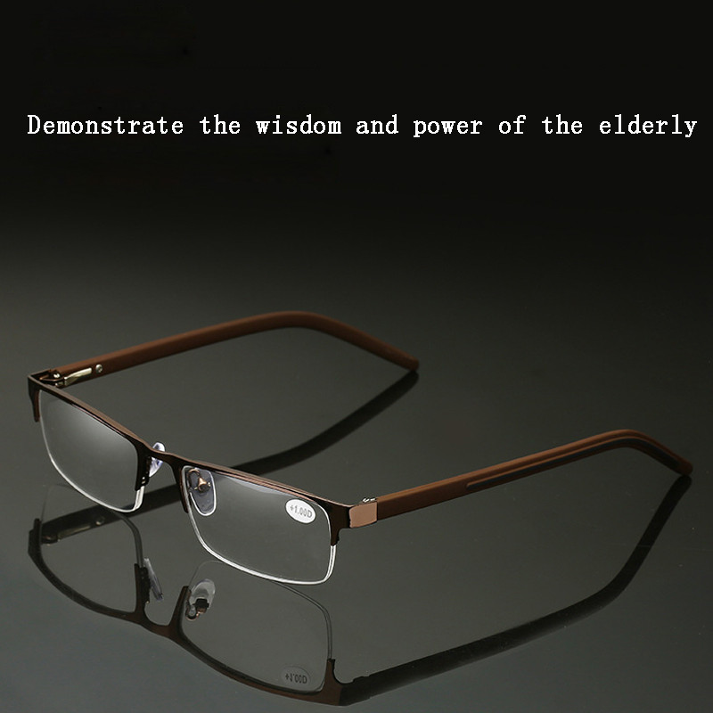 Elbru poluokvir metalne naočale za čitanje kvadratne visoke rezolucije udobne poslovne naočale za dalekovidnost uniseks +1,0 do +4,0