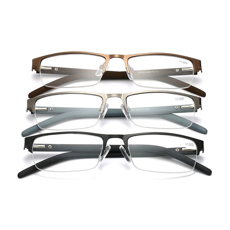 Elbru poluokvir metalne naočale za čitanje kvadratne visoke rezolucije udobne poslovne naočale za dalekovidnost uniseks +1,0 do +4,0