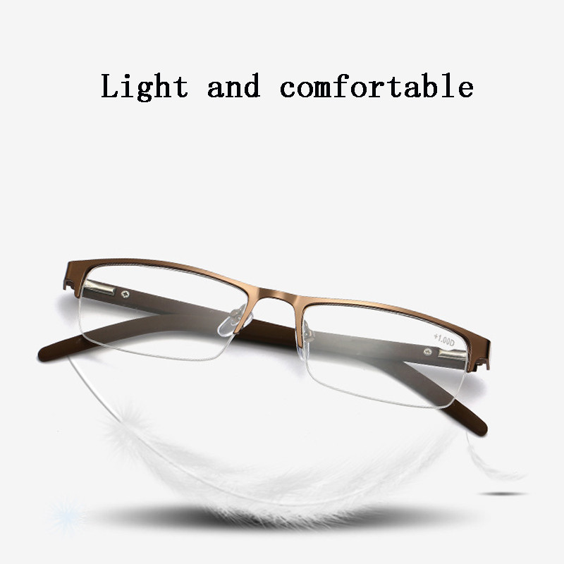 Elbru poluokvir metalne naočale za čitanje kvadratne visoke rezolucije udobne poslovne naočale za dalekovidnost uniseks +1,0 do +4,0