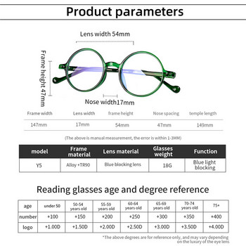 Διαφανή Γυαλιά Ανάγνωσης Υπολογιστή Στρογγυλά Γυαλιά Πρεβυωπίας για Άντρες Γυναικεία Γυαλιά Οράσεως Υπερμετρωπία Σκελετός Διόπτρα 0 - 4.0