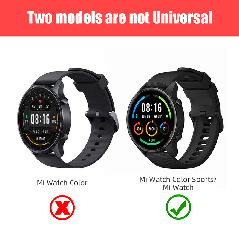 SIKAI dėklas, skirtas Xiaomi Mi Watch Color Sports Version TPU Shell Protector Apsauginės juostos dirželio apyrankė Mi Watch Color Global Version