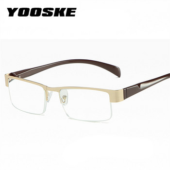 YOOSKE Очила за четене против синя светлина Мъжки асферични очила с половин рамка от смола Пресбиопични очила +1,0 +1,5 +2,0 +2,5