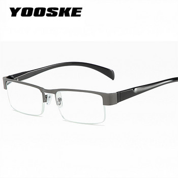 YOOSKE Очила за четене против синя светлина Мъжки асферични очила с половин рамка от смола Пресбиопични очила +1,0 +1,5 +2,0 +2,5