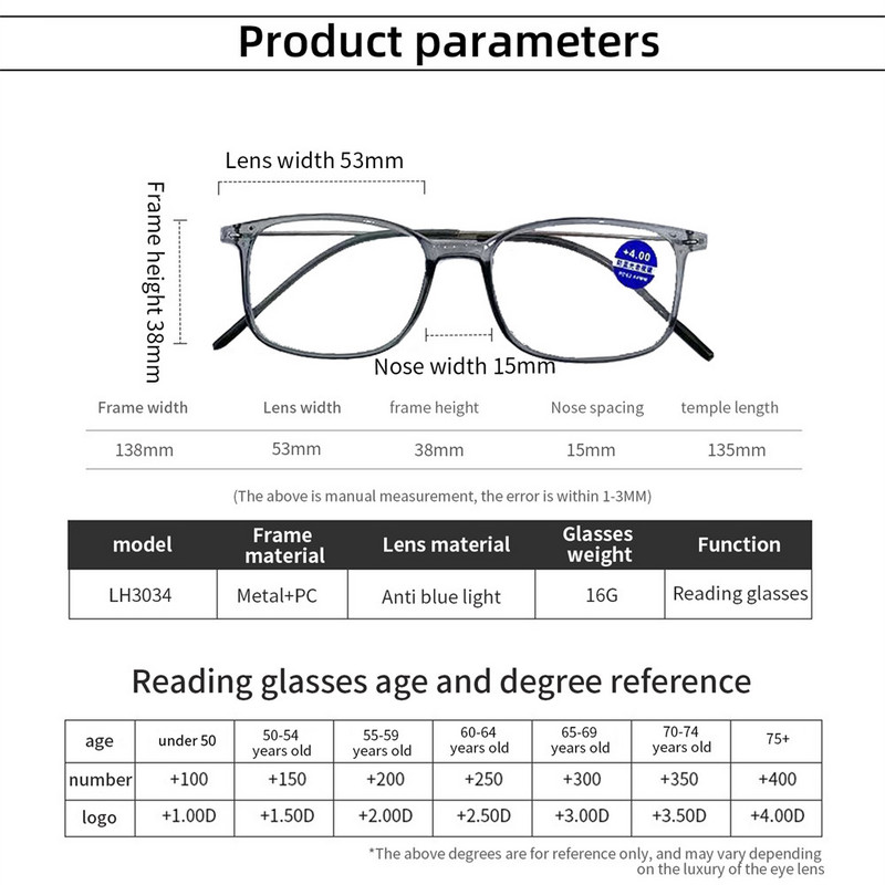 Elbru Ochelari de lectură anti-lumină albastră pentru computer, femei, bărbați, vintage, ultraușori, prezbiopici, ochelari unisex, ochelari de protecție cu+1+4