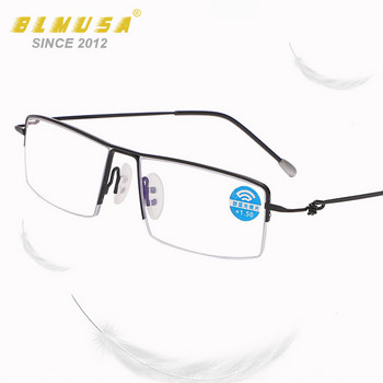BLMUSA Ултра леки мъжки бизнес очила за четене Прогресивни мултифокални очила за четене против синя светлина за мъже Очила за възрастни