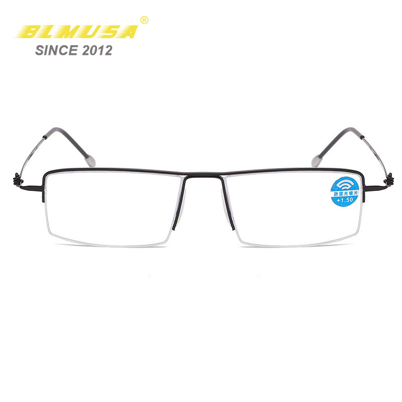 BLMUSA Ochelari de lectură de afaceri pentru bărbați ultra ușori Ochelari de lectură multifocali progresivi anti-lumină albastră pentru bărbați Ochelari în vârstă