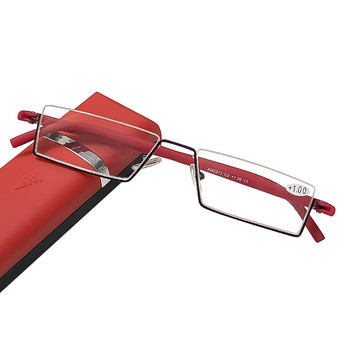 Очила за четене Мъжки ретро очила с половин рамка със синя светлина Дамски свръхлеки правоъгълни очила за пресбиопия с кутия +100 до +400