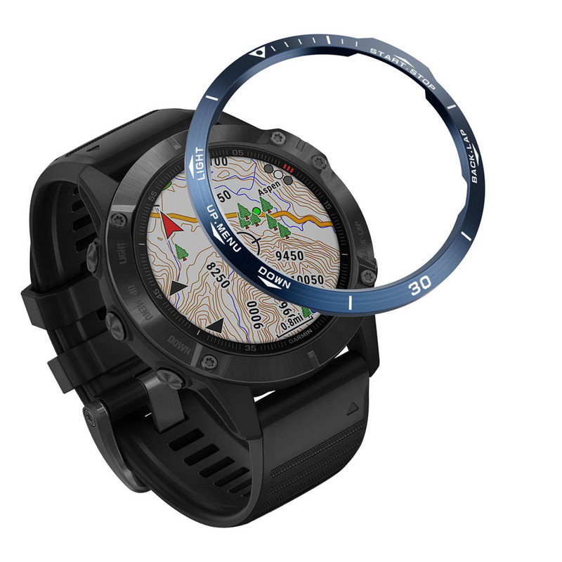 Inel de acoperire pentru Garmin fenix 6X/6X Pro/6X Sapphire Ceas Inel ramă din oțel inoxidabil Unități de timp sculptate Adeziv Anti-zgârieturi