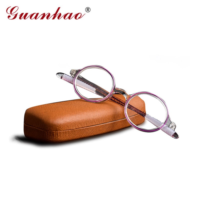 Guanhao Retro ultrakönnyű kerek olvasószemüvegek férfi női gyanta lencsék átlátszó szívósságú keret szemüvegek Gafas Presbyopia 1.0 1.5