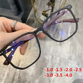 NYWOOH Gotove naočale za kratkovidnost Ženske retro gradijentne četvrtaste naočale za muškarce Kratkovidne naočale na recept -1,0 -1,5 -4,0