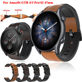 Pametni remen za sat od kože i silikona za Xiaomi Amazfit GTR 4/3 Pro 42 47 mm Huawei GT2/GT3 46 mm/GTR2e Remen za sat Dodatna narukvica