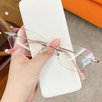 Дамски очила за късогледство Zilead без рамки Дамски модни очила с диамантено покритие Anti Blue Light Jelly Nearsighted Lens Eyeglasses 0-1-1.5-2...-5