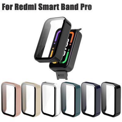 PC+ закалено фолио, интегриран защитен калъф за Redmi Smart Band Pro, корпус, протектор на екрана, пълно покритие