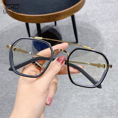 Retro modne dvostruke četvrtaste naočale za kratkovidnost za muškarce, žene protiv plave svjetlosti, crne prozirne završne naočale na recept -1.0