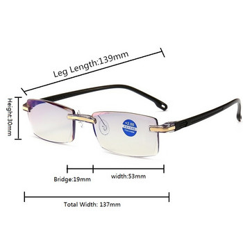 Γυαλιά ανάγνωσης 3 τεμ. Ανδρικά γυαλιά χωρίς σκελετό, τετράγωνα γυναικεία γυαλιά υπολογιστή κατά μπλε φωτός Γυαλιά μακρινής όρασης Γυαλιά Πρεσβυωπίας 0 έως +4,0