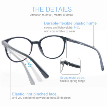 MODFANS Στρογγυλά Κλασικά Γυαλιά Οράσεως Γυναικεία Γυαλιά Ανάγνωσης Flexble Ανοιξιάτικο μεντεσέ Comfort Φορέστε με Διόπτρα +0,50 έως +4,0