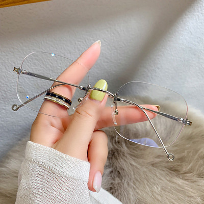 Modne naočale za kratkovidnost bez okvira koje blokiraju plavo svjetlo Ženske naočale s metalnim okvirom Prozirne naočale Naočale za kratkovidnost -1,0 do -4,0