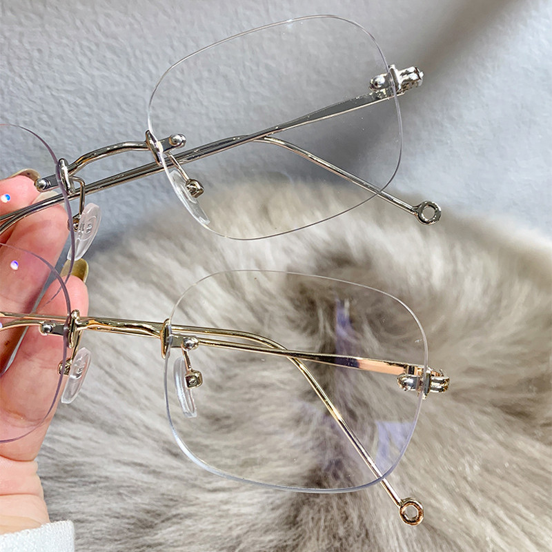 Modne naočale za kratkovidnost bez okvira koje blokiraju plavo svjetlo Ženske naočale s metalnim okvirom Prozirne naočale Naočale za kratkovidnost -1,0 do -4,0