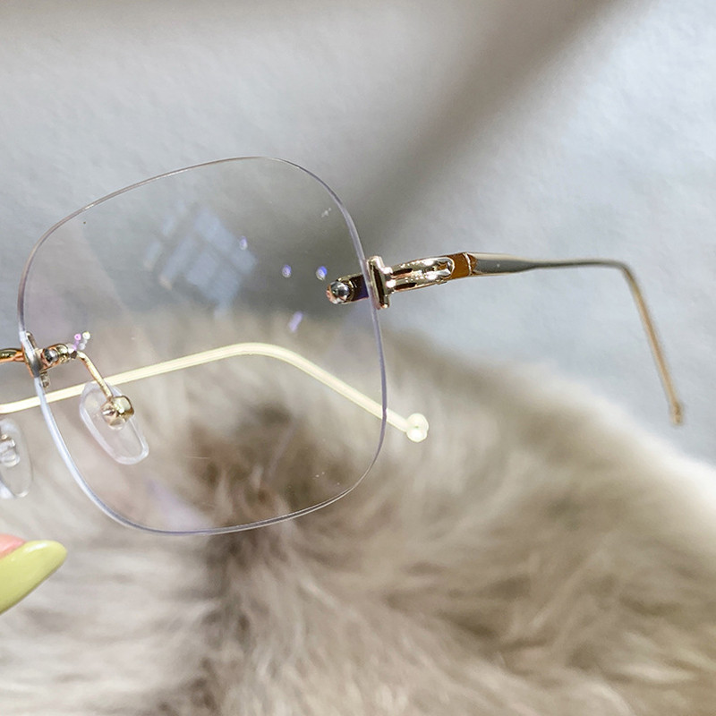 Modne naočale za kratkovidnost bez okvira koje blokiraju plavo svjetlo Ženske naočale s metalnim okvirom Prozirne naočale Naočale za kratkovidnost -1,0 do -4,0