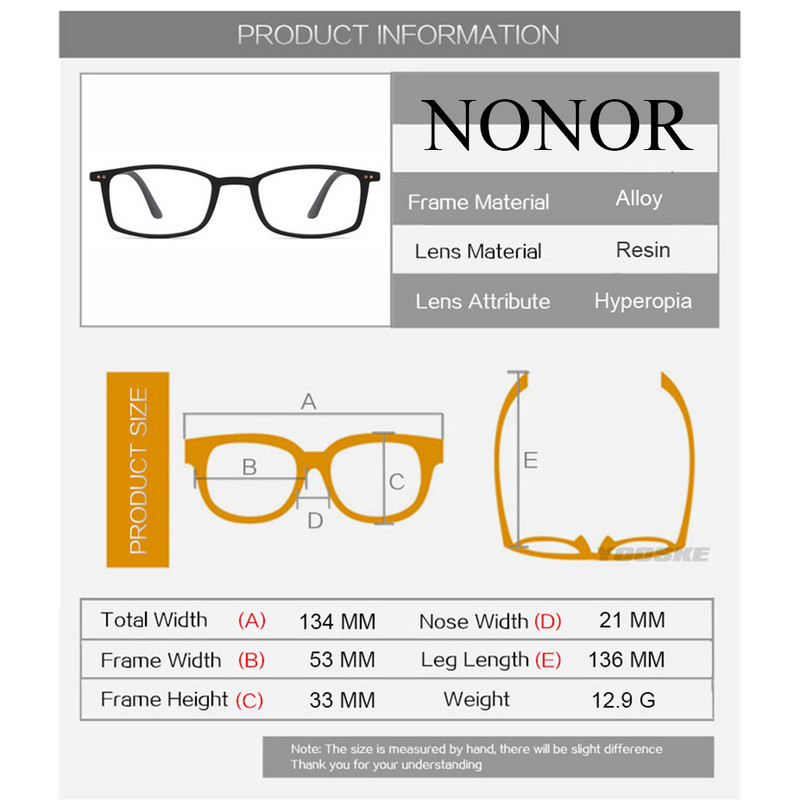 NONOR ploni skaitymo akiniai telefono lipdukas vyrams metalinis nuo +100 iki +300 moterų kvadratiniai kompiuterio akiniai, anti mėlynos šviesos