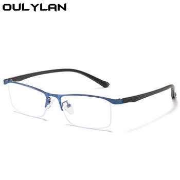 Oulylan Half Frame Бизнес очила за късогледство Мъжки метални асферични очила Късогледи очила Диоптър -1,0 1,5 2,0 2,5 3,0 4