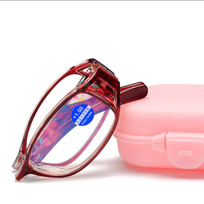 Εκτύπωση Fashion Πτυσσόμενα TR90 Γυναικεία γυαλιά ανάγνωσης Anti Blue Ray Φορητά γυαλιά πλήρους σκελετού με γνήσιο κουτί +1,0 έως +4,0