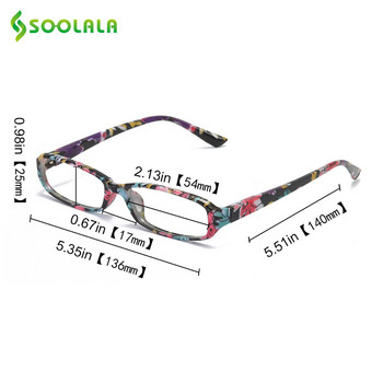 Τυπωμένα γυαλιά ανάγνωσης SOOLALA με ασορτί πουγκί με ελατήρια ορθογώνια γυαλιά πρεσβυωπίας με θήκες +1,0 1,5 1,75 έως 4,0