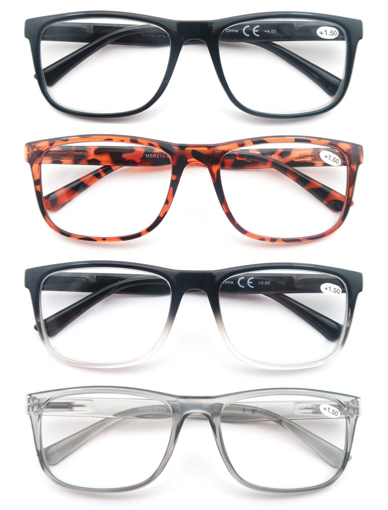 MODFANS muške naočale za čitanje pravokutne velike naočale za čitanje ženske proljetne šarke Clear Vision s dioptrijom +1,0~+4,0