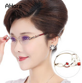 Ahora Lady's Crystal Reading Glasses 2020 Fashion Ultralight Half Business Naočale za dalekovidnost Optički spektakl +1.0 do +4.0