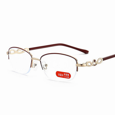Ahora Lady's Crystal Reading Glasses 2020 Fashion Ultralight Half Business Naočale za dalekovidnost Optički spektakl +1.0 do +4.0