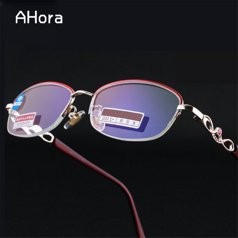 Ahora Lady's Crystal Reading Glasses 2020 Fashion Ultralight Half Business Naočale za dalekovidnost Optički spektakl +1.0 do +4.0