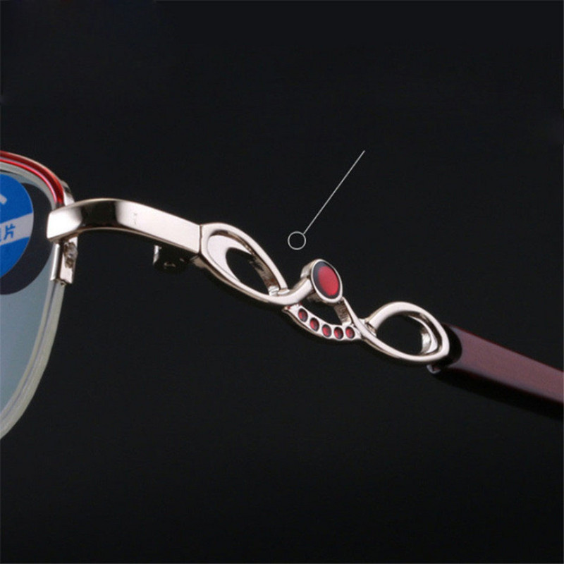 Ahora Lady's Crystal Reading Glasses 2020 Fashion Ultralight Half Business Naočale za dalekovidnost Optički spektakl +1.0 do +4.0
