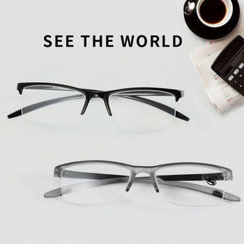 Очила за четене с половин рамка Лупа Жени Мъже Леки очила за пресбиопия +125 +175 +225 +275