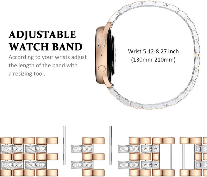 Curea de ceas cu diamante pentru Samsung Galaxy Watch 4 40MM 44 46 42MM active 2 Gear s3 Curea de brățară metalică pentru Galaxy Watch 5 44mm