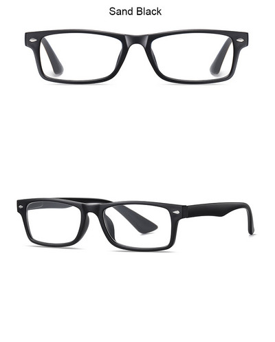 Muške naočale za čitanje Pravokutne prozirne leće s povećalom Naočale protiv plavih zraka Filter Računalo Vintage naočale Focus Plus +1 +2