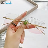 Zilead Pink Anti Blue Light keret nélküli rövidlátás szemüvegek női férfiak fém számítógépes rövidlátó szemüvegek pirosító rövidlátó szemüvegek