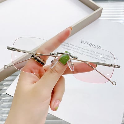 Zilead Pink Anti Blue Light keret nélküli rövidlátás szemüvegek női férfiak fém számítógépes rövidlátó szemüvegek pirosító rövidlátó szemüvegek