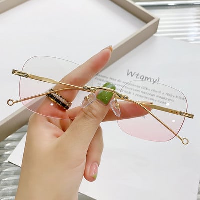 Zilead Pink Anti Blue Light keret nélküli rövidlátás szemüvegek női férfiak fém számítógépes rövidlátó szemüvegek pirosító rövidlátó szemüvegek