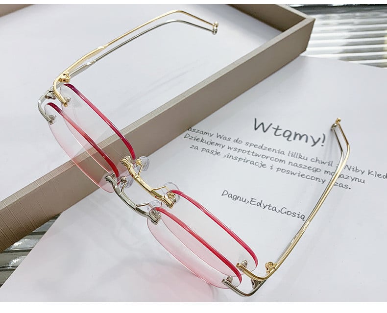 Zilead Pink Anti Blue Light keret nélküli rövidlátás szemüvegek női férfiak fém számítógépes rövidlátó szemüvegek pirosító rövidlátó szemüvegek