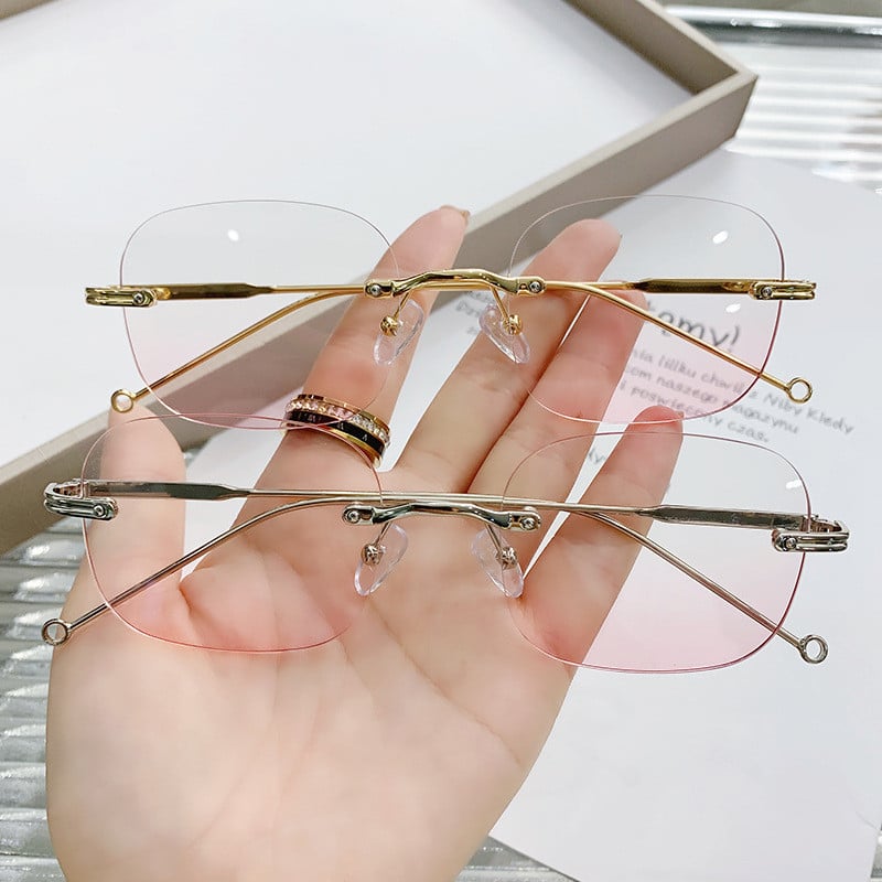 Zilead Pink Anti Blue Light keret nélküli rövidlátás szemüvegek női férfiak fém számítógépes rövidlátó szemüvegek pirosító rövidlátó szemüvegek